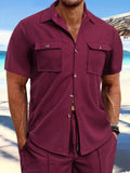 Men's Full Size Button Down Short Sleeve Shirt Plus Size - Trendsi