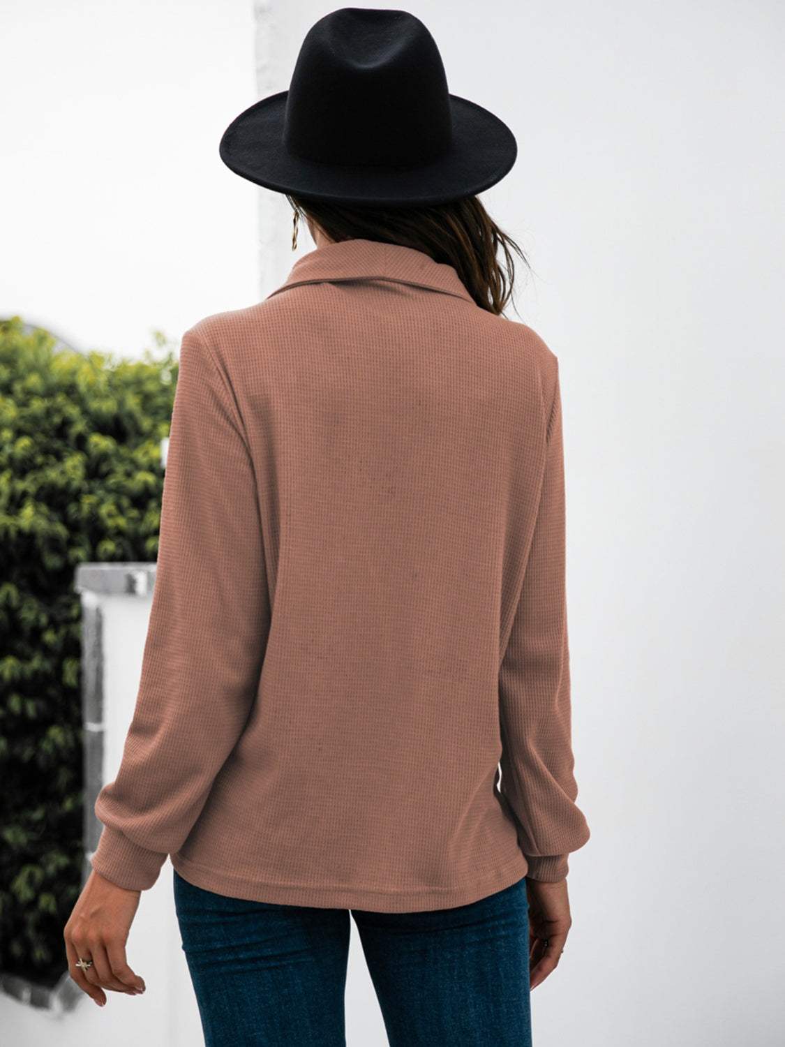 Half Button Long Sleeve T-Shirt - Trendsi - Flyclothing LLC