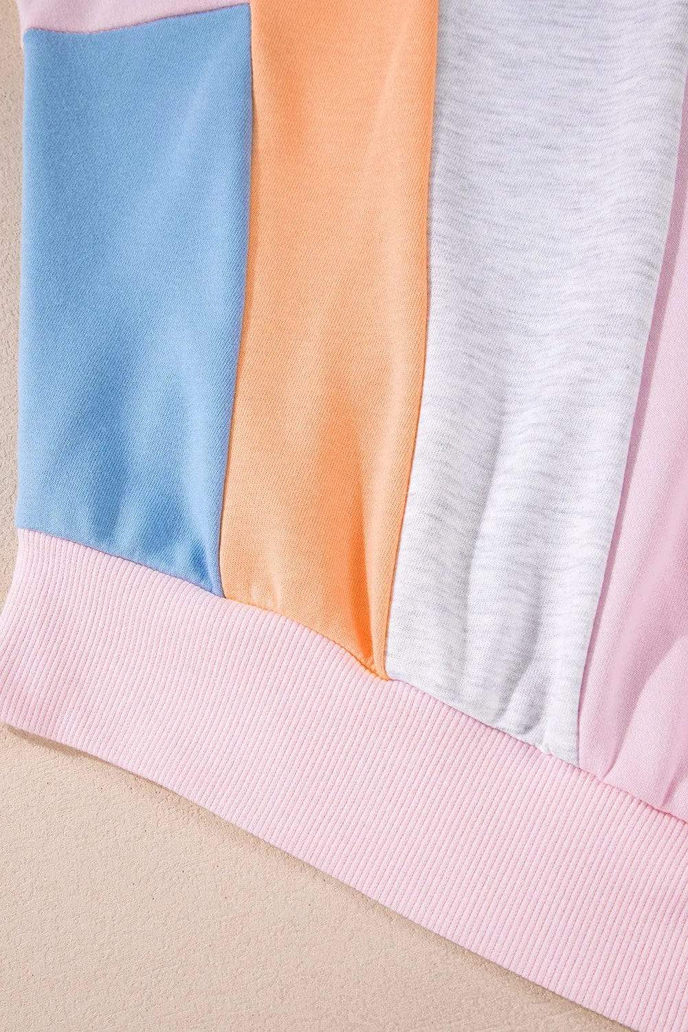 Color Block Round Neck Long Sleeve Sweatshirt - Trendsi - Flyclothing LLC