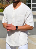 Men's Plus Size Chest Pocket Button Down Shirt - Trendsi