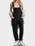 Square Neck Wide Strap Denim Overalls - Trendsi
