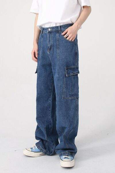 Wide Leg Jeans with Pockets - Trendsi - Flyclothing LLC