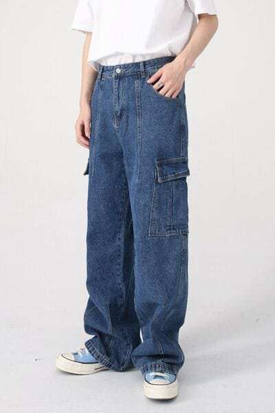 Wide Leg Jeans with Pockets - Trendsi - Flyclothing LLC