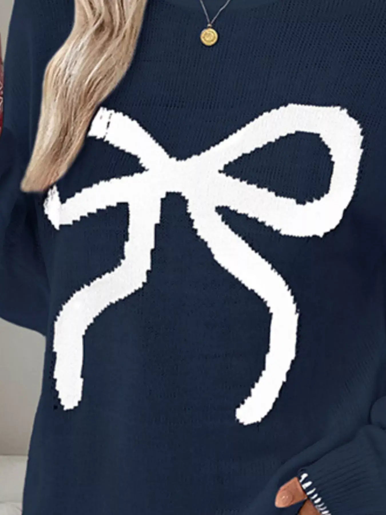 Bow Round Neck Sweater - Trendsi - Flyclothing LLC