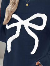 Bow Round Neck Sweater - Trendsi - Flyclothing LLC