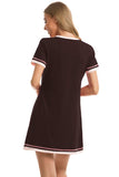 Contrast Trim Short Sleeve Lounge Dress - Trendsi - Flyclothing LLC