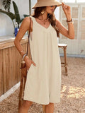 Casual V-Neck Sleeveless Romper with Pockets - Trendsi - Flyclothing LLC