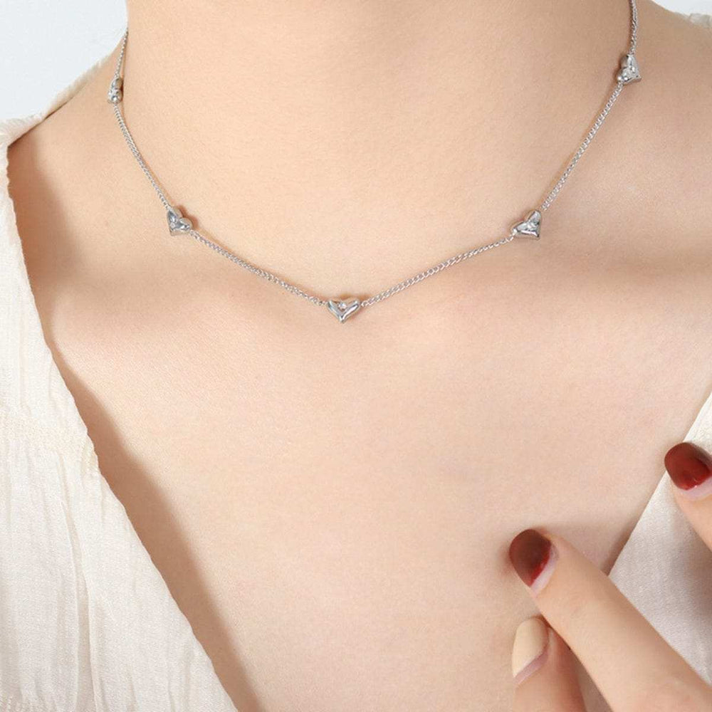 Titanium Steel Zircon Heart Necklace - Trendsi - Flyclothing LLC