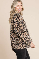 Culture Code Leopard Faux Fur Round Neck Top - Trendsi