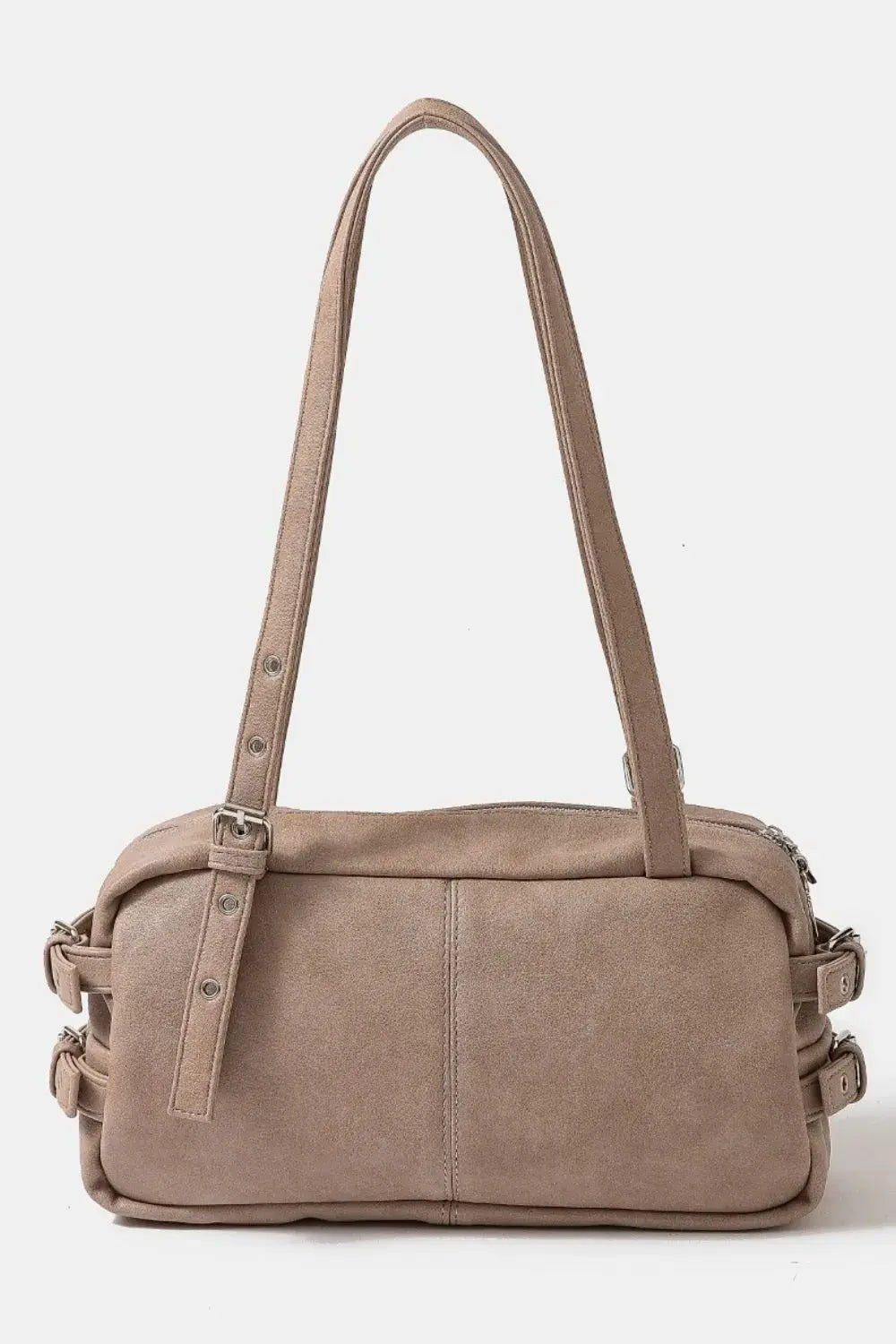 Fame Multi Grommet Belt Strap Rustic Rectangular Hand Bag - Trendsi - Flyclothing LLC