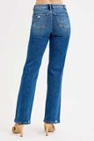 RISEN Full Size Tummy Control High Rise Straight Distressed Jeans Plus Size - Trendsi - Flyclothing LLC