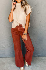 Mock Neck Sweater Vest with Chest Pocket - Trendsi - Flyclothing LLC