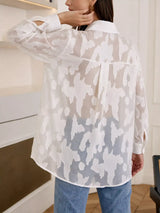 Sheer Button-Down Shirt - Trendsi - Flyclothing LLC