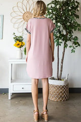 Heimish Full Size Solid Color Block and Animal Mini Dress Plus Size - Trendsi - Flyclothing LLC