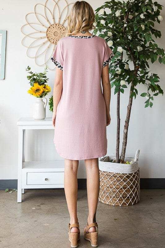 Heimish Full Size Solid Color Block and Animal Mini Dress Plus Size - Trendsi - Flyclothing LLC