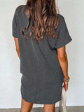 Round Neck Short Sleeve Mini Dress - Trendsi - Flyclothing LLC