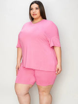 Basic Bae Full Size V-Neck Drop Shoulder T-Shirt and Shorts Set - ShopBasicbae - Flyclothing LLC