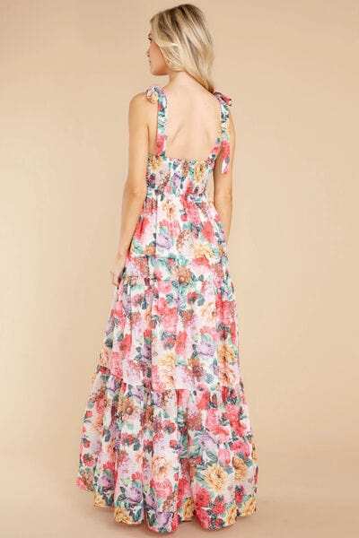 Floral Square Neck Wide Strap Maxi Dress - Trendsi - Flyclothing LLC