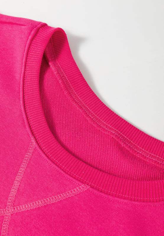 Solid Color Round Neck Long Sleeve Sweatshirt - Trendsi - Flyclothing LLC