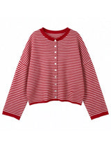 Button-Down Striped Knit Cardigan - Trendsi - Flyclothing LLC
