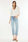 Kancan Mid Rise Distressed Boyfriend Fit Jeans - Trendsi - Flyclothing LLC