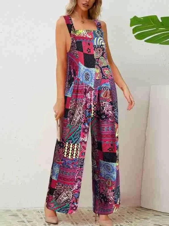 Plus Size Printed Wide Leg Jumpsuit - Trendsi - Flyclothing LLC
