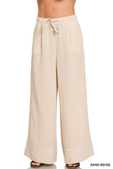 Zenana Woven Airflow Drawstring Pants - Trendsi - Flyclothing LLC