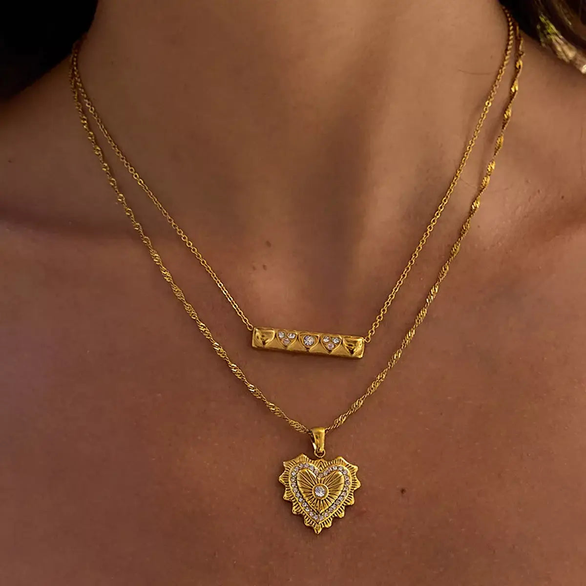 18K Gold-Plated Zircon Pendant Necklace - Trendsi - Flyclothing LLC