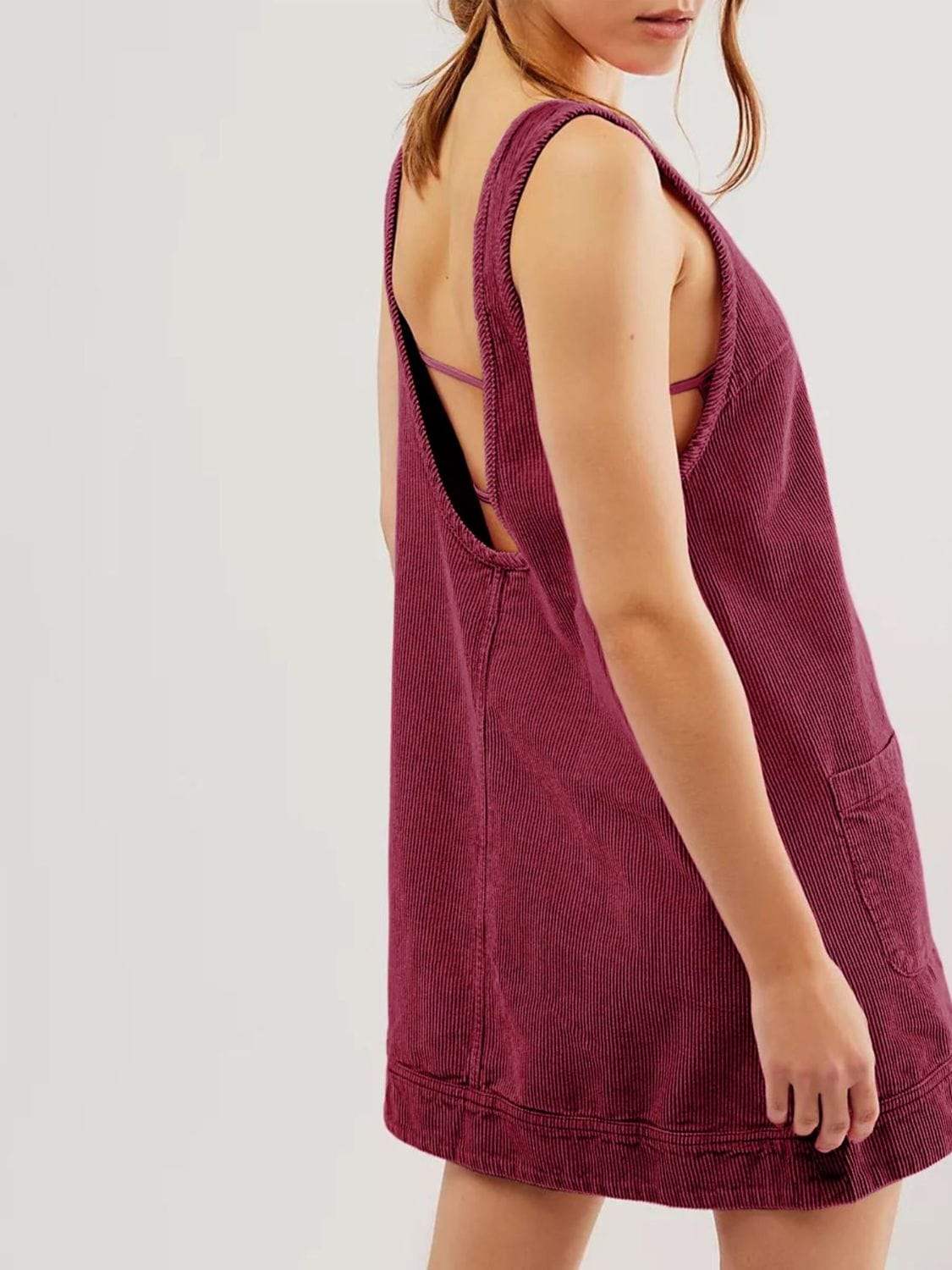 Mandy Round Neck Wide Strap Mini Dress with Pockets - Trendsi - Flyclothing LLC