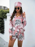 Printed Button Up Long Sleeve Shirt and Shorts Set - Trendsi - Flyclothing LLC