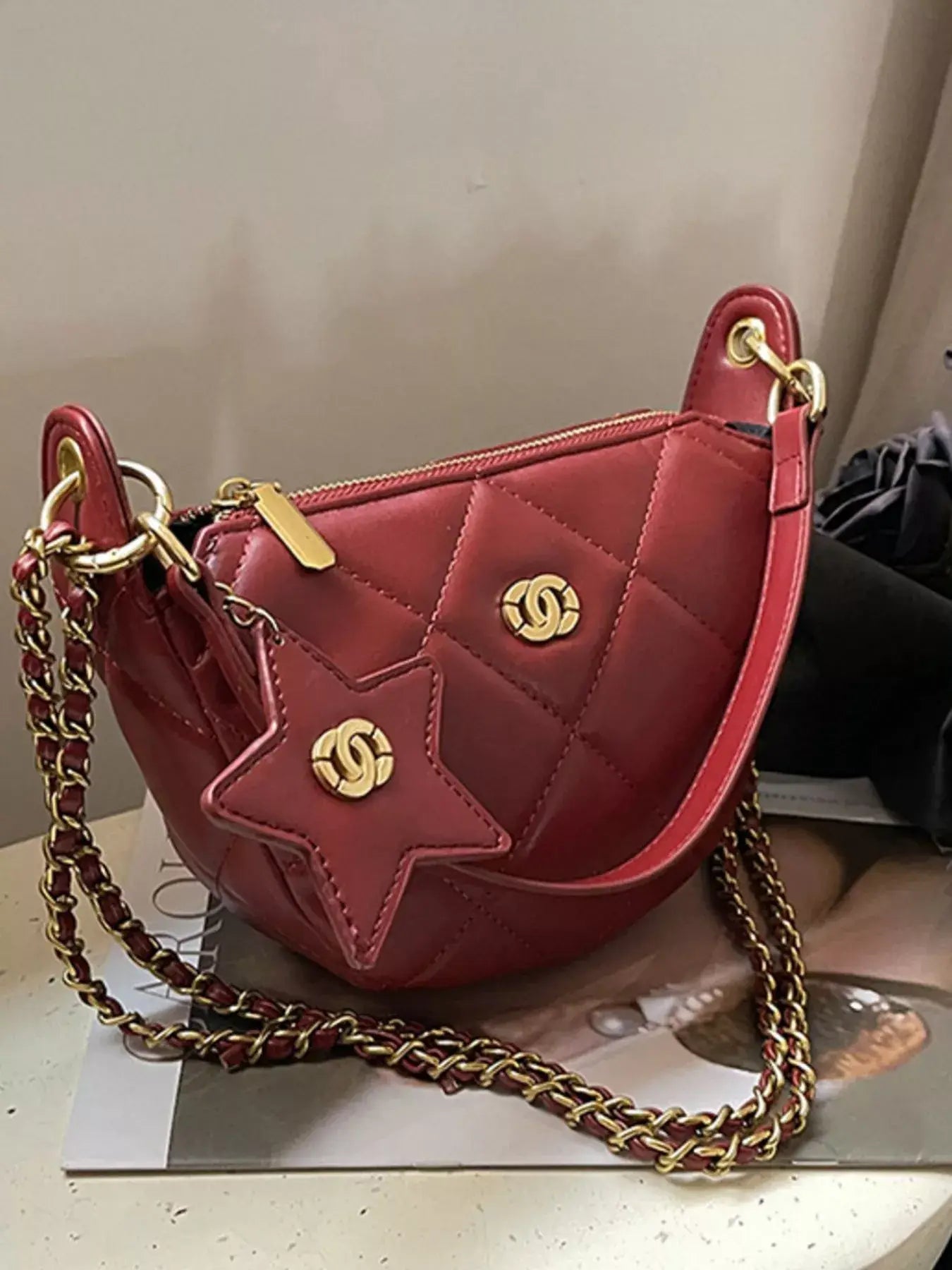 Quilted Chain Crossbody Bag - Trendsi - Flyclothing LLC