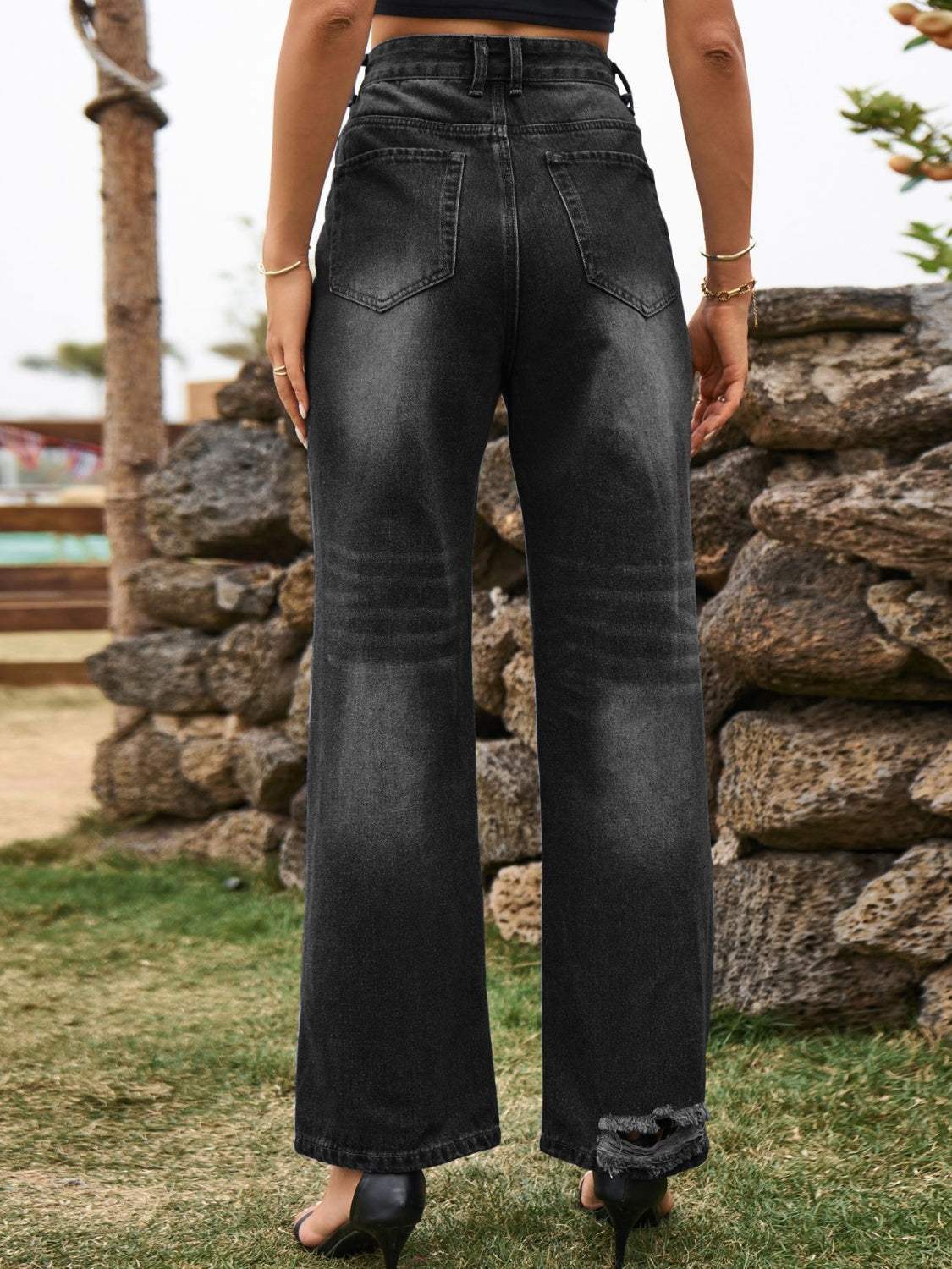 Distressed Jeans with Pockets - Trendsi - Flyclothing LLC