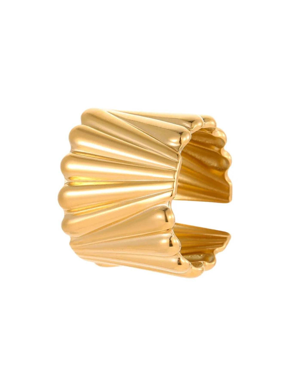 18K Gold-Plated Wide Band Statement Ring - Trendsi - Flyclothing LLC