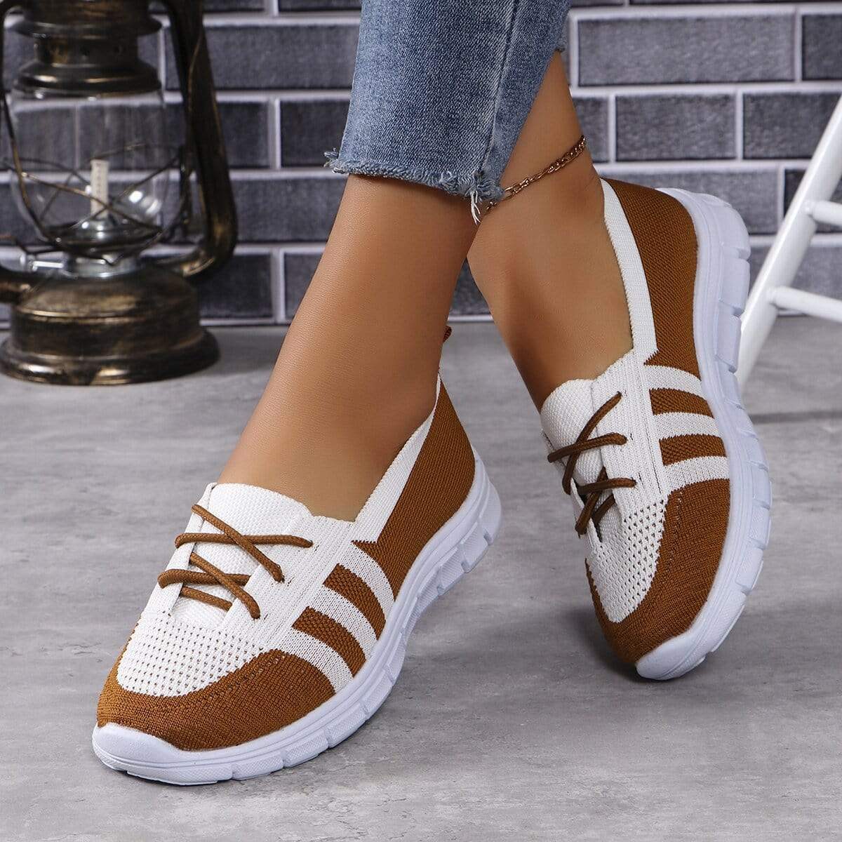 Mesh Contrast Flat Slip-Ons - Trendsi - Flyclothing LLC