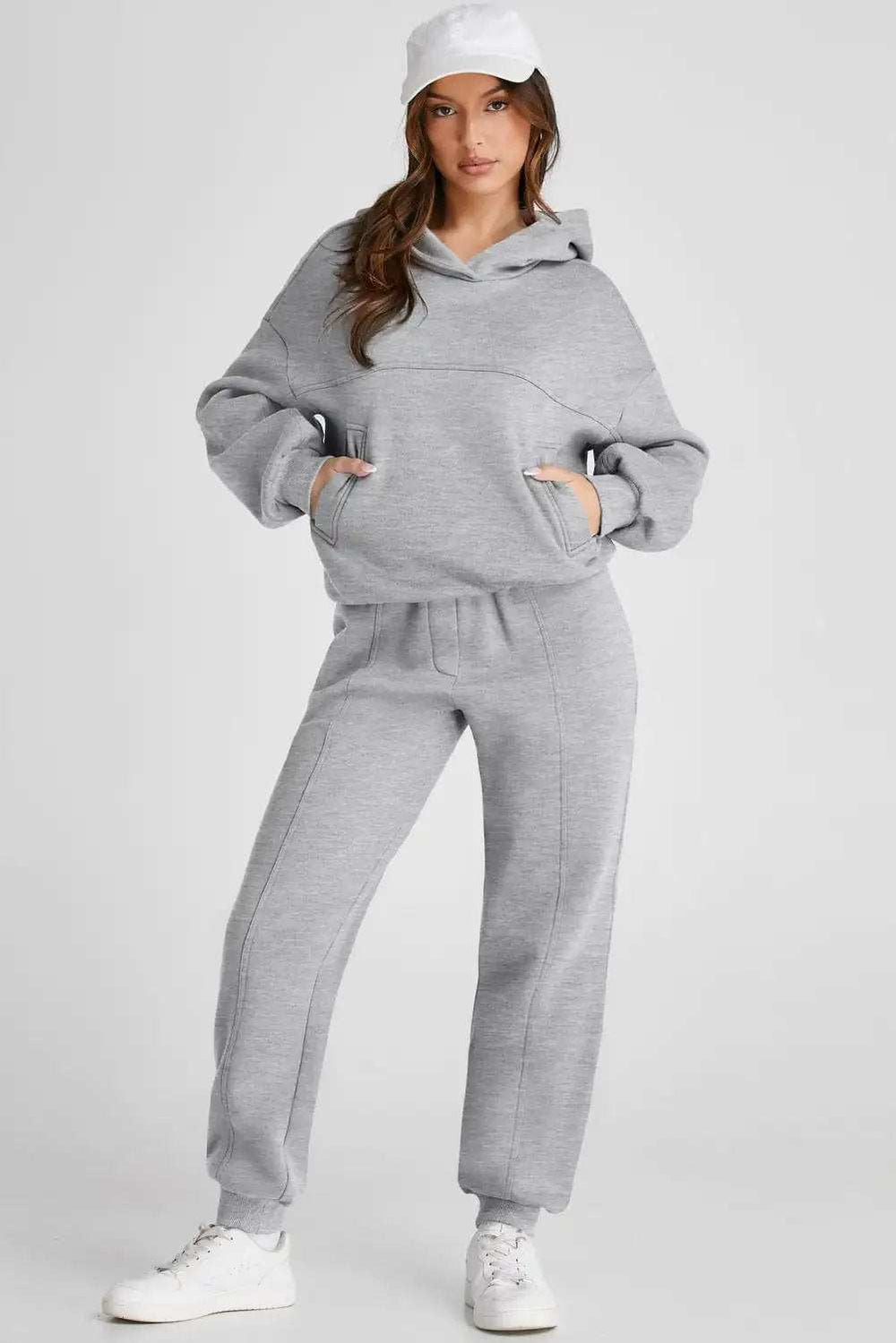 Dropped Shoulder Long Sleeve Hoodie and Pants Active Set - Trendsi - Flyclothing LLC