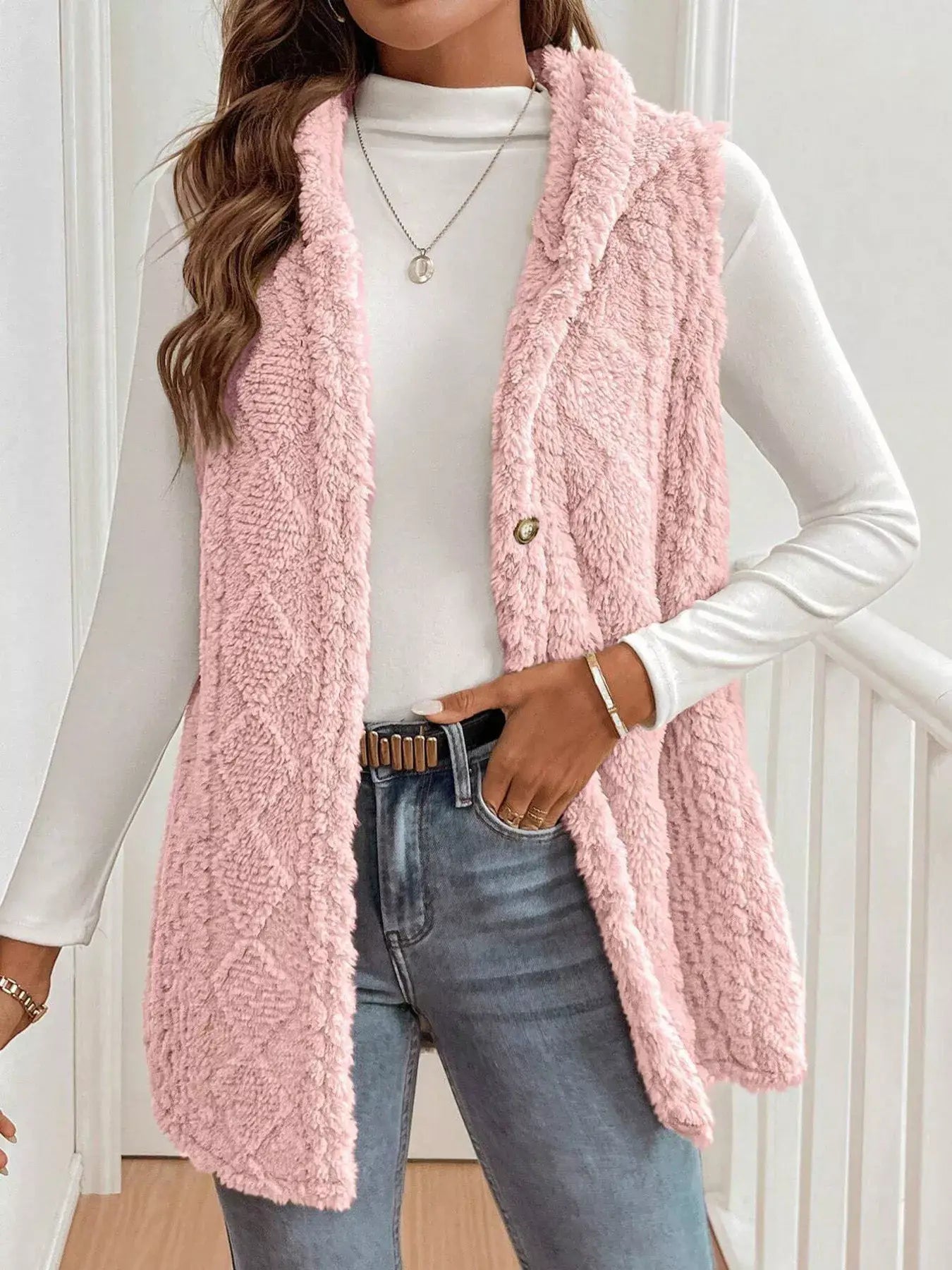 Cozy Sherpa Fleece Hooded Vest Coat - Trendsi - Flyclothing LLC
