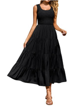 Tiered Smocked Wide Strap Dress - Trendsi - Flyclothing LLC
