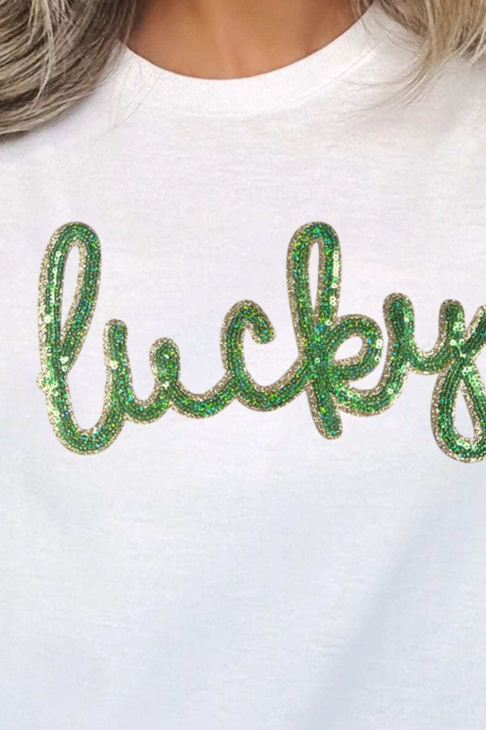 Sequined Lucky St.Patricks Day T-Shirt - Trendsi - Flyclothing LLC