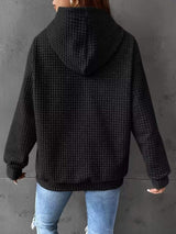 Full Size Textured Kangaroo Pocket Hoodie Plus Size - Trendsi - Flyclothing LLC