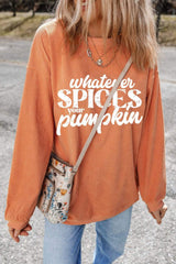 Letter Graphic Round Neck Long Sleeve Oversize Sweatshirt - Trendsi - Flyclothing LLC