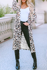 Leopard Open Front Long Sleeve Cover Up - Trendsi - Flyclothing LLC