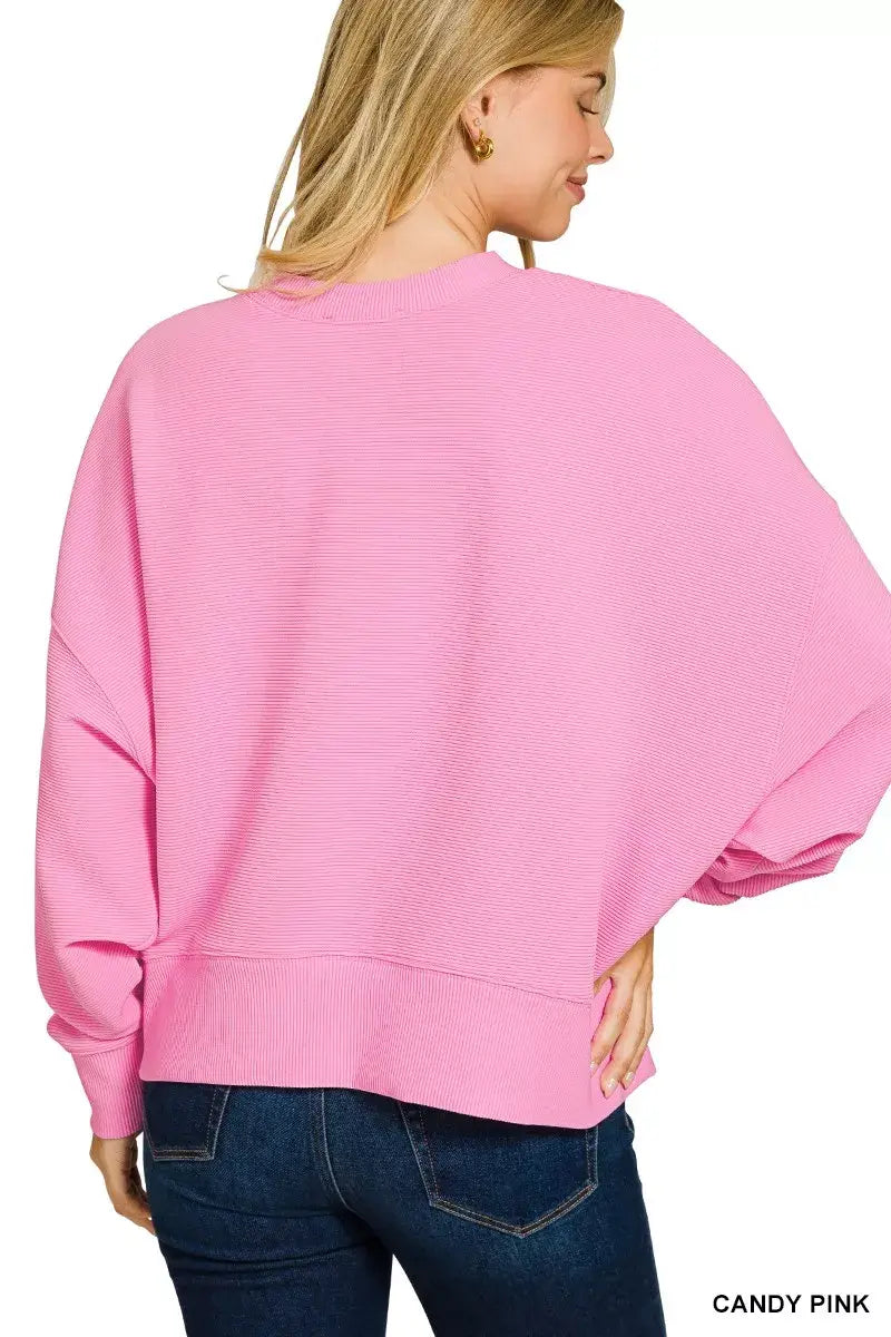 Zenana Ribbed Round Neck Pullover and Shorts Set - Trendsi - Flyclothing LLC