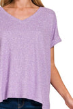 Zenana Soft Melange Hacci V-neck Tee - Trendsi