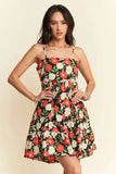 Davi & Dani Floral Scalloped Cutout Back Mini Dress - Trendsi