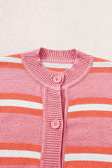 Striped Button Down Long Sleeve Cardigan - Trendsi - Flyclothing LLC