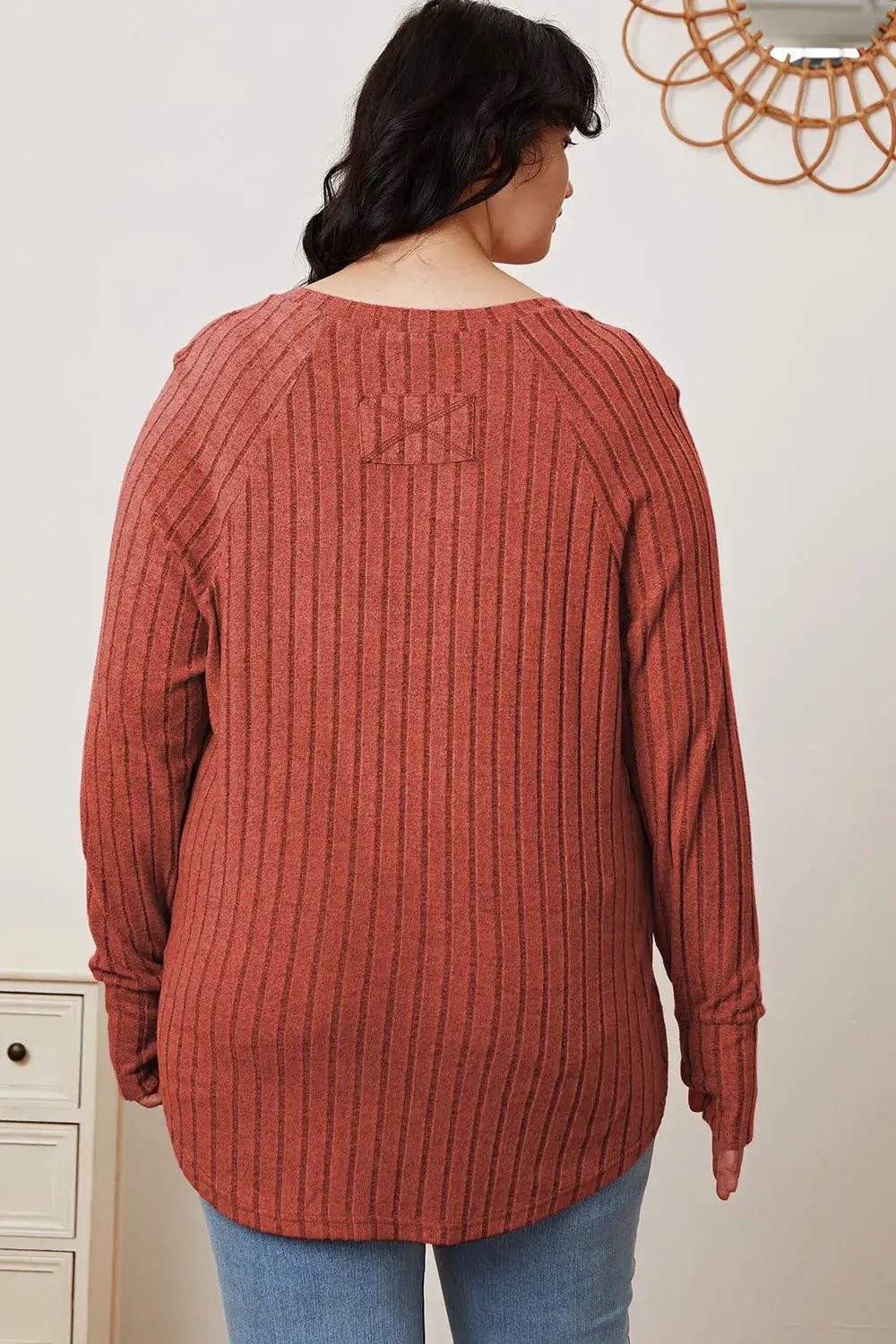 Basic Bae Full Size Ribbed Thumbhole Sleeve T-Shirt - ShopBasicbae - Flyclothing LLC