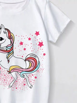 Children's Unicorn Graphic Short Sleeve T-Shirt - Trendsi - Flyclothing LLC