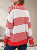 Striped Round Neck Long Sleeve Sweater - Trendsi - Flyclothing LLC