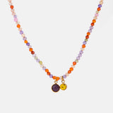 Stainless Steel Glass Stone Necklace - Trendsi