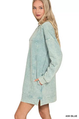 Zenana French Terry Acid Washed Dress with Pockets - Trendsi - Flyclothing LLC